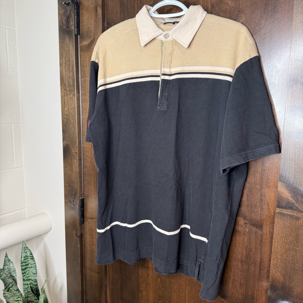 Nautica Black and Tan Polo Shirt vintage size XL